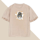 Maxbell Women Ruffle Short Sleeve Y2K Khaki Summer Top for Sports Commuting Vacation