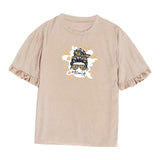 Maxbell Women Ruffle Short Sleeve Y2K Khaki Summer Top for Sports Commuting Vacation