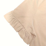 Maxbell Women Ruffle Short Sleeve Y2K Khaki Summer Top for Sports Commuting Vacation