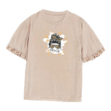 Maxbell Women Ruffle Short Sleeve Y2K Khaki Summer Top for Sports Commuting Vacation