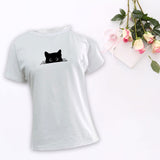 Maxbell Womens Off Shoulder Tops Cat Printed Summer Tops for Walking Office Vacation