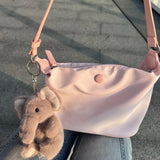 Maxbell Women Shoulder Bag Elegant Stylish Nylon Tote with Zipper Closure Pouch Pink