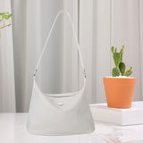 Maxbell Women Shoulder Bag Elegant Stylish Nylon Tote with Zipper Closure Pouch White