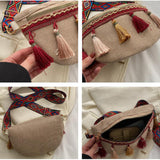 Maxbell Bohemian Fanny Pack with Tassels Ethnic Shoulder Bag for Work Birthday Beach Red