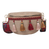 Maxbell Bohemian Fanny Pack with Tassels Ethnic Shoulder Bag for Work Birthday Beach Red