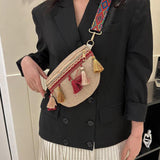 Maxbell Bohemian Fanny Pack with Tassels Ethnic Shoulder Bag for Work Birthday Beach Red