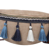 Maxbell Bohemian Fanny Pack with Tassels Ethnic Shoulder Bag for Work Birthday Beach Blue