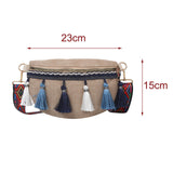 Maxbell Bohemian Fanny Pack with Tassels Ethnic Shoulder Bag for Work Birthday Beach Blue