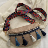 Maxbell Bohemian Fanny Pack with Tassels Ethnic Shoulder Bag for Work Birthday Beach Blue