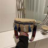 Maxbell Bohemian Fanny Pack with Tassels Ethnic Shoulder Bag for Work Birthday Beach Blue