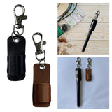 Maxbell Lanyard Pen Holder Portable PU Leather Pen Pouch Holder for Badge Pen Holder Black