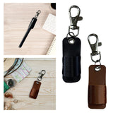 Maxbell Lanyard Pen Holder Portable PU Leather Pen Pouch Holder for Badge Pen Holder Black