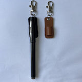 Maxbell Lanyard Pen Holder Portable PU Leather Pen Pouch Holder for Badge Pen Holder Black