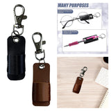 Maxbell Lanyard Pen Holder Portable PU Leather Pen Pouch Holder for Badge Pen Holder Black