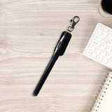 Maxbell Lanyard Pen Holder Portable PU Leather Pen Pouch Holder for Badge Pen Holder Black