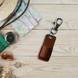 Maxbell Lanyard Pen Holder Portable PU Leather Pen Pouch Holder for Badge Pen Holder Brown