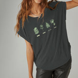 Maxbell Womens T Shirt Stylish Plants Pattern Soft Comfortable Short Sleeve Top