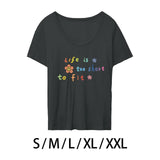 Maxbell Women's T Shirt Short Sleeve Top Crewneck Breathable Letter Printed Clothing