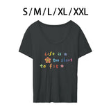 Maxbell Women's T Shirt Short Sleeve Top Crewneck Breathable Letter Printed Clothing