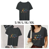 Maxbell Women's T Shirt Short Sleeve Top Crewneck Breathable Letter Printed Clothing