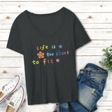 Maxbell Women's T Shirt Short Sleeve Top Crewneck Breathable Letter Printed Clothing