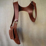 Maxbell PU Leather Hidden Underarm Shoulder Bag Pocket for Cosplay Steampunk Parties Red Brown