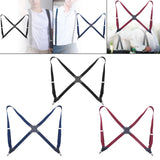 Maxbell Men Women Suspenders x Type Elastic Straps Suspenders for Proms Choirs Bands Black