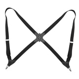 Maxbell Men Women Suspenders x Type Elastic Straps Suspenders for Proms Choirs Bands Black