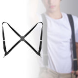 Maxbell Men Women Suspenders x Type Elastic Straps Suspenders for Proms Choirs Bands Black