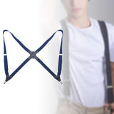 Maxbell Men Women Suspenders x Type Elastic Straps Suspenders for Proms Choirs Bands Navy Blue