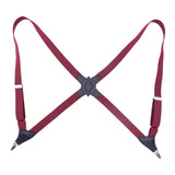 Maxbell Men Women Suspenders x Type Elastic Straps Suspenders for Proms Choirs Bands Burgundy