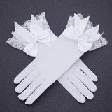 Maxbell Ladies Lace Gloves Durable Costumes Gloves for Wedding Banquet Evening Party White