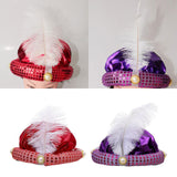 Maxbell Indian Sultan Turban Hats Hijab Head Scarf for Halloween Stage Show Carnival red
