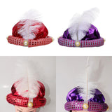 Maxbell Indian Sultan Turban Hats Hijab Head Scarf for Halloween Stage Show Carnival red