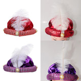Maxbell Indian Sultan Turban Hats Hijab Head Scarf for Halloween Stage Show Carnival red