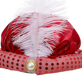 Maxbell Indian Sultan Turban Hats Hijab Head Scarf for Halloween Stage Show Carnival red