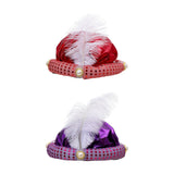 Maxbell Indian Sultan Turban Hats Hijab Head Scarf for Halloween Stage Show Carnival red