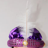Maxbell Indian Sultan Turban Hats Hijab Head Scarf for Halloween Stage Show Carnival purple
