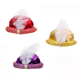 Maxbell Indian Sultan Turban Hats Hijab Head Scarf for Halloween Stage Show Carnival purple