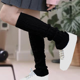 Maxbell Women's Knitted Leg Warmers Boot Socks Footless Socks for Party Walking Work Black
