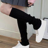 Maxbell Women's Knitted Leg Warmers Boot Socks Footless Socks for Party Walking Work Black