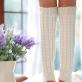 Maxbell Women's Knitted Leg Warmers Boot Socks Footless Socks for Party Walking Work White