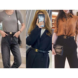 Maxbell Jeans Belts Stylish Women’S Belt for Street Shopping Travel Dresses Sweaters Black