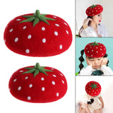 Maxbell Strawberry Beret Hat Artist Hat Elegant Soft Beanie Winter Newsboy Beret Cap 55to60cm for Adults