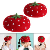 Maxbell Strawberry Beret Hat Artist Hat Elegant Soft Beanie Winter Newsboy Beret Cap 55to60cm for Adults