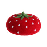 Maxbell Strawberry Beret Hat Artist Hat Elegant Soft Beanie Winter Newsboy Beret Cap 55to60cm for Adults