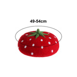 Maxbell Strawberry Beret Hat Artist Hat Elegant Soft Beanie Winter Newsboy Beret Cap 49to54cm for Kids