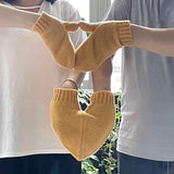 Maxbell Couple Holding Hands Gloves Thick Thermal Novelty Mittens for Running Hiking Yellow