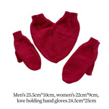 Maxbell Couple Holding Hands Gloves Thick Thermal Novelty Mittens for Running Hiking Red