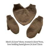 Maxbell Couple Holding Hands Gloves Thick Thermal Novelty Mittens for Running Hiking Brown